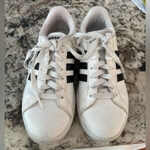 Adidas woman’s  White Sneaker with Black Stripes